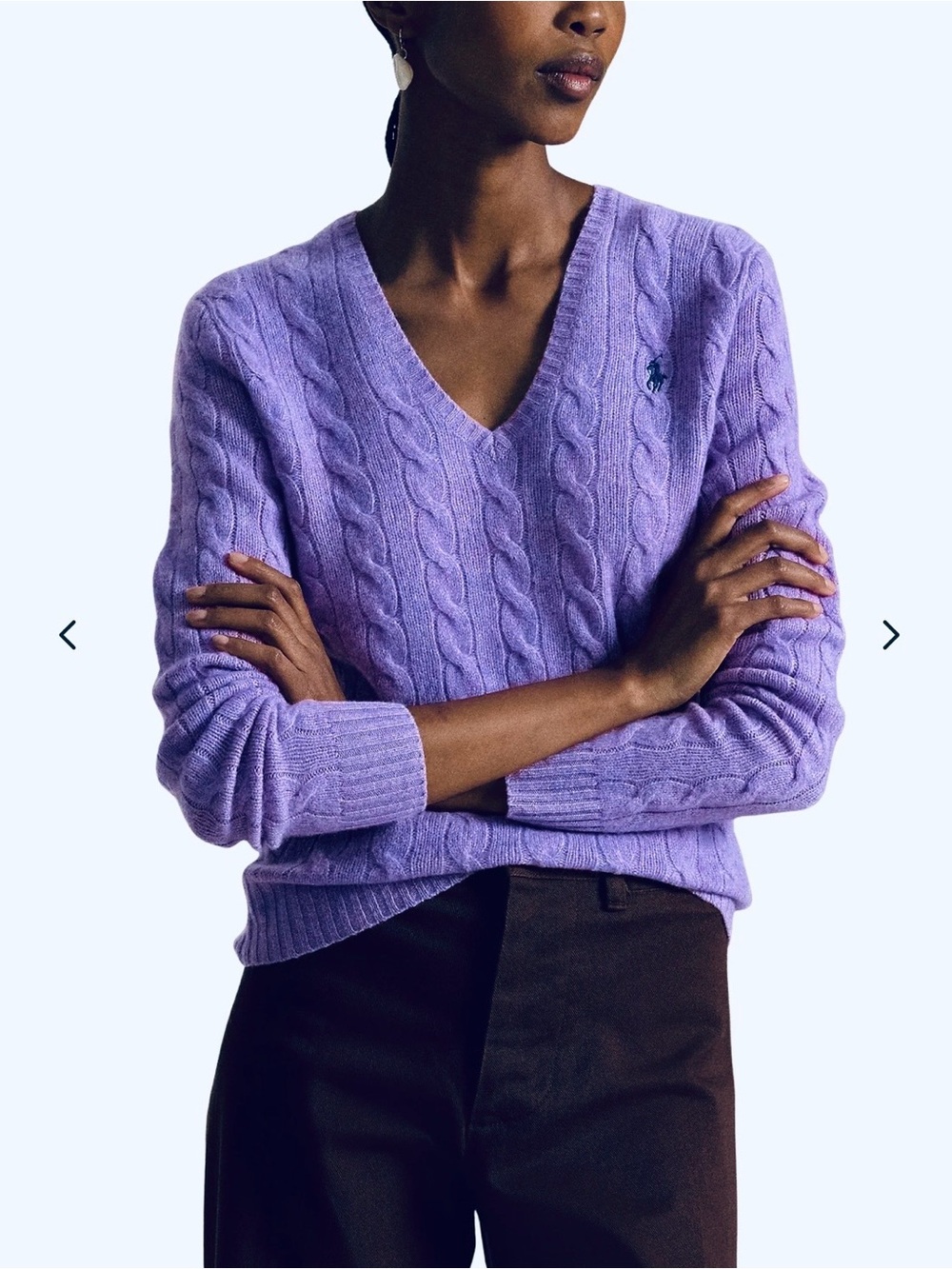 Ralph Lauren Sport Women XL Purple Cable Knit V-Neck Sweater 100% Cotton NWT*U